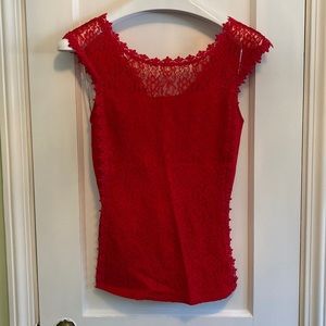 Express - Red Lace Sleeveless Top